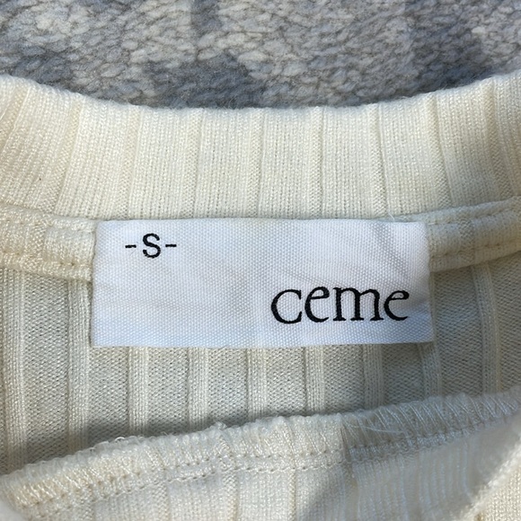 New Ceme Rib Knit Twist Hem Crop Top Sleeveless Cream Sz S - Picture 3 of 6
